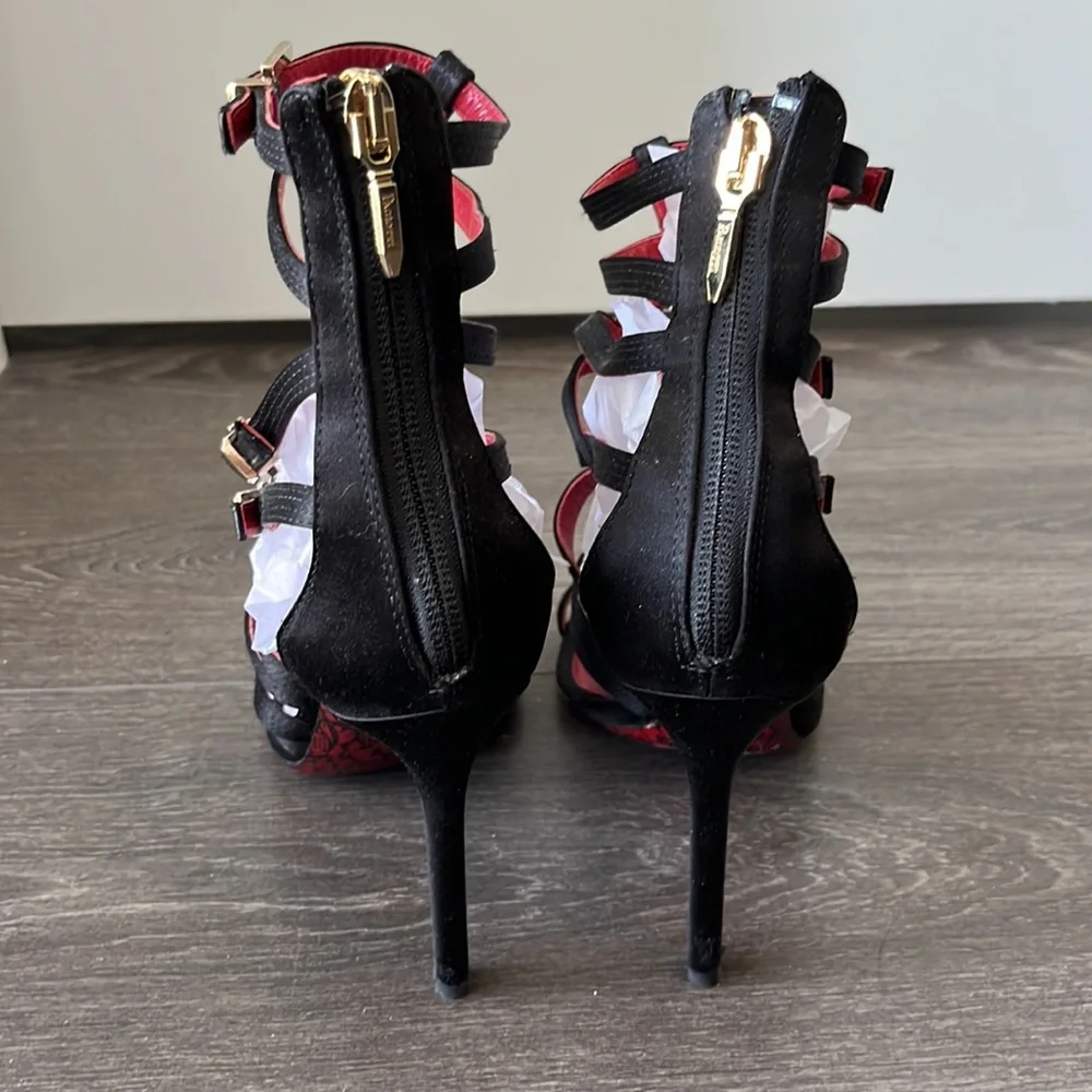 CESARE PACIOTTI WOMEN'S RASO+KID BLACK SANDALS - Picture 7 of 12